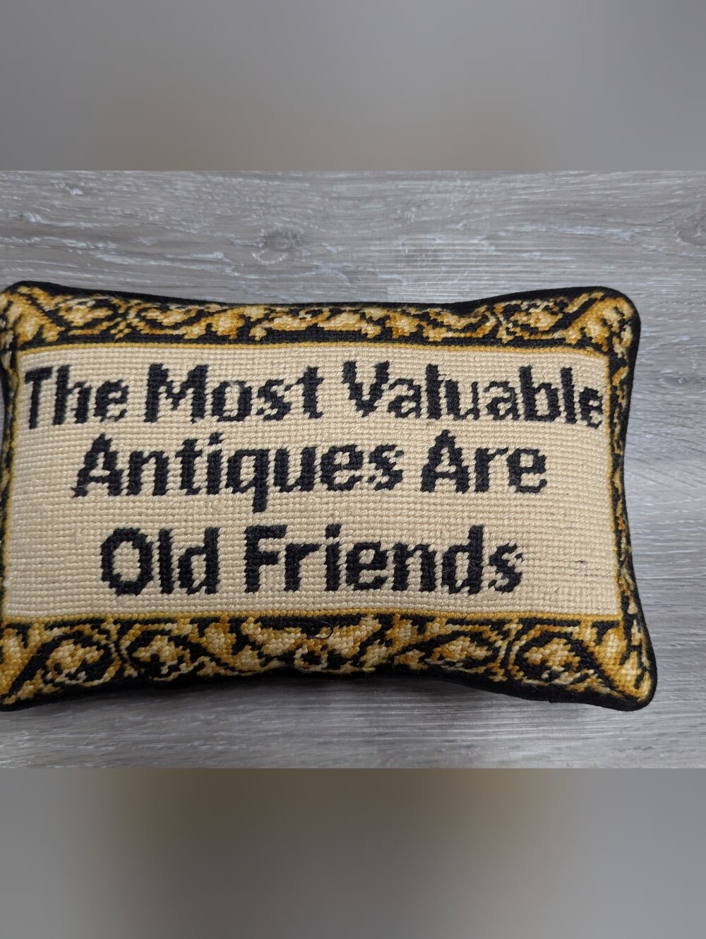 Needlepoint Pillow Black Velvet Backing FRIENDSHIP - Picture 2 of 7